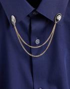 Asos Design Wedding Collar Tips With Black Enamel And Sun Design In Gold Tone
