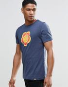 Pretty Green T-shirt With Flower Badge Print In Navy - Navy