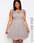 Koko Plus Skater Dress With Sweetheart Neckline - Soft Gray