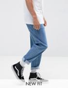 Asos Skater Jeans In Mid Wash Blue - Blue