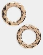 Pieces Oversized Hammered Circle Gold Earrings - Gold