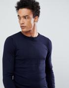 Gianni Feraud Premium Muscle Fit Stretch Crew Neck Sweater-navy