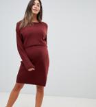 Asos Design Maternity Nursing Knitted Mini Dress In Fluffy Yarn-red