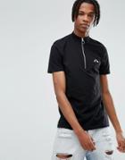 Asos T-shirt With Zip Turtleneck And Rainbow Embroidery - Black