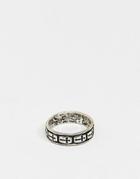 Asos Design Ring With Cross In Burnished Silver - Silver