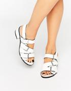 Eeight Lima White Buckle Detail Sandals - White