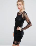 New Look Sheer Lace Bodycon Dress - Black