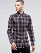 Farah Shirt In Plaid Cotton Slim Fit Black - Black