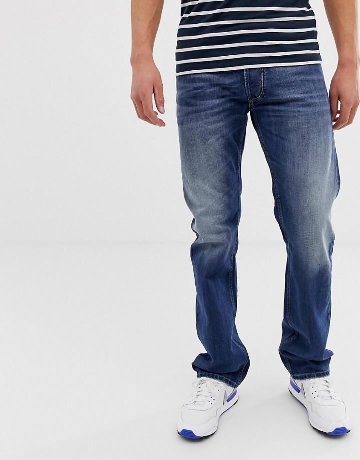 Diesel Larkee Straight Jeans In 08xr In Mid Light Wash - Blue