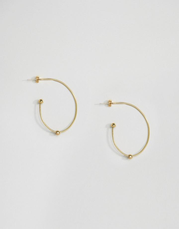 Made Wire Bead Hoop Earrings - Gold
