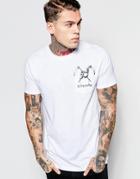 Asos T-shirt With Sketchy Skull Pocket Print In Relaxed Fit - White
