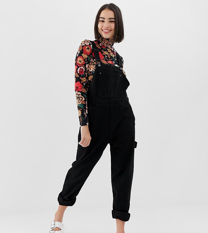 Monki Denim Overall With Organic Cotton In Black - Black