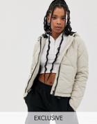 Noisy May Grid Padded Hooded Jacket-copper