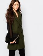 Mango Tweed Sleeveless Blazer - Khaki
