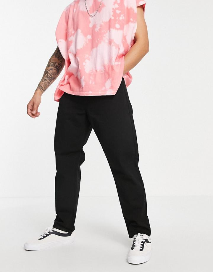 Carhartt Wip Newel Relaxed Tapered Canvas Pant In Black