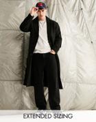 Asos Design Recyled Wool Look Overcoat In Black