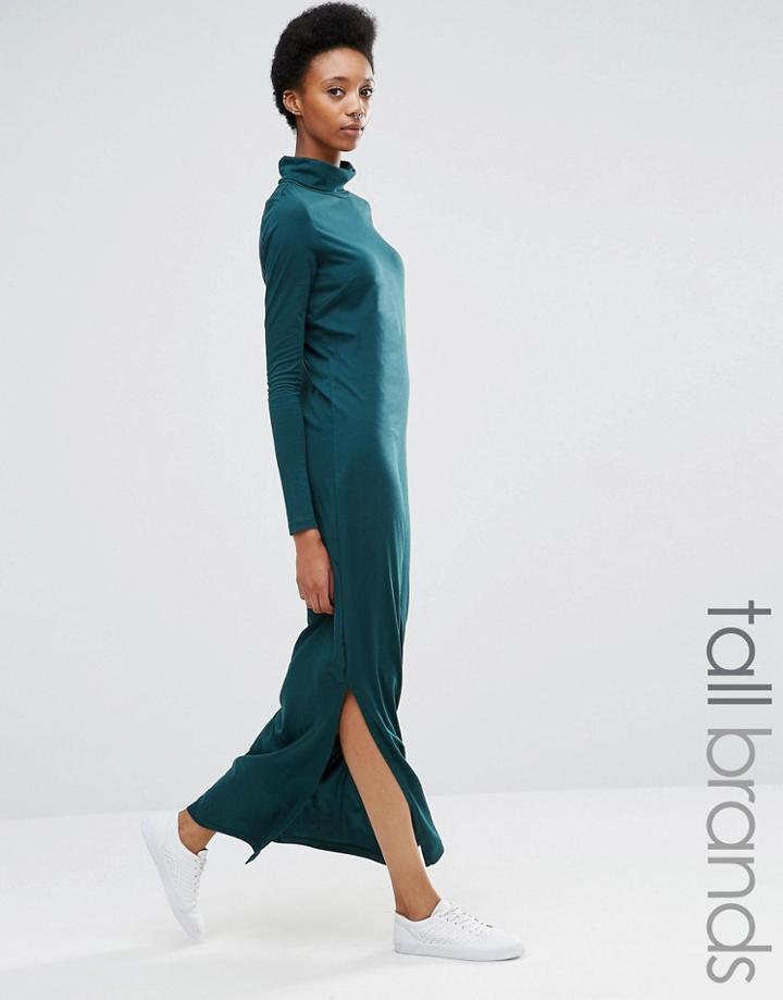 Noisy May Tall High Neck Jersey Maxi Dress - Green