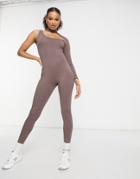 I Saw It First Cut Out Asymmetric Jumpsuit In Chocolate-brown