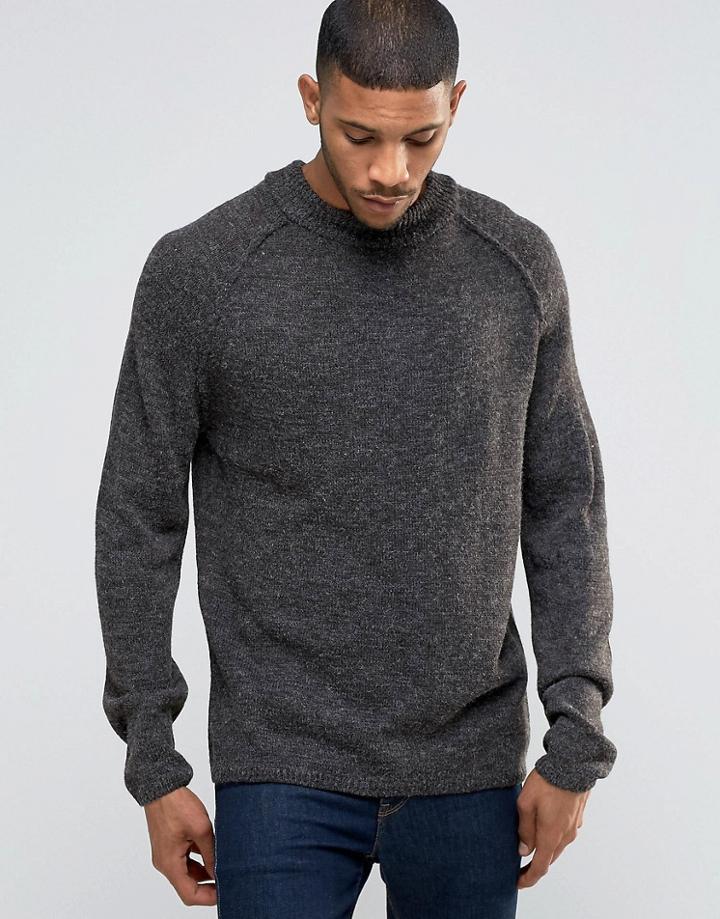 Bellfield Reverse Seam Turtle Neck Knitted Jumper - Gray