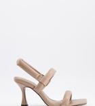 Asos Design Wide Fit Hickory Padded Mid-heeled Sandals In Mushroom-neutral