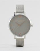 Olivia Burton Gray & Silver Mesh Watch Ob15bd80 - Silver