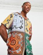 Topman Viscose Revere Shirt In Multi Color Bandana Print