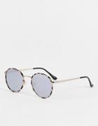 Quay Round Sunglasses In Tortoise Shell With Milky Lens-brown