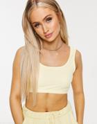 Asos Design Mix & Match Lounge Terry Cloth Crop Top In Lemon-yellow