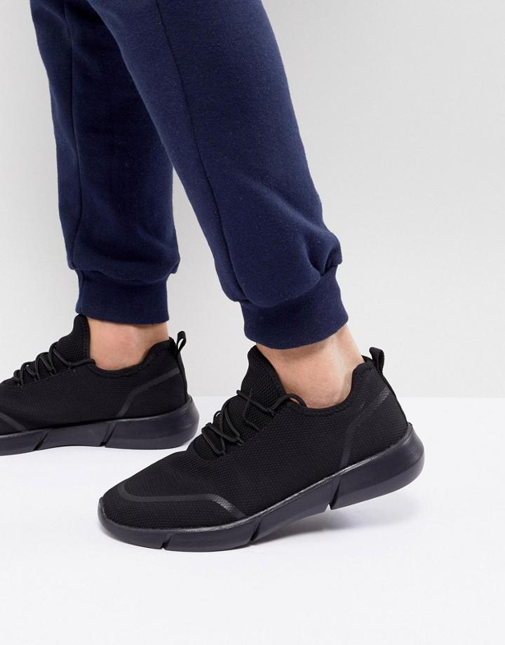 Asos Sneakers In Black Mesh Knit - Black