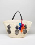 Missguided Pineapple Beach Bag - Beige