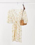 Stradivarius Str Tie Waist Dress In Floral Print-multi