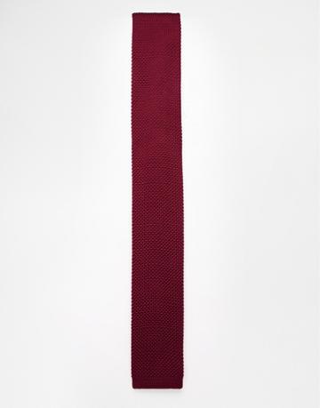Noose & Monkey Knitted Tie - Red