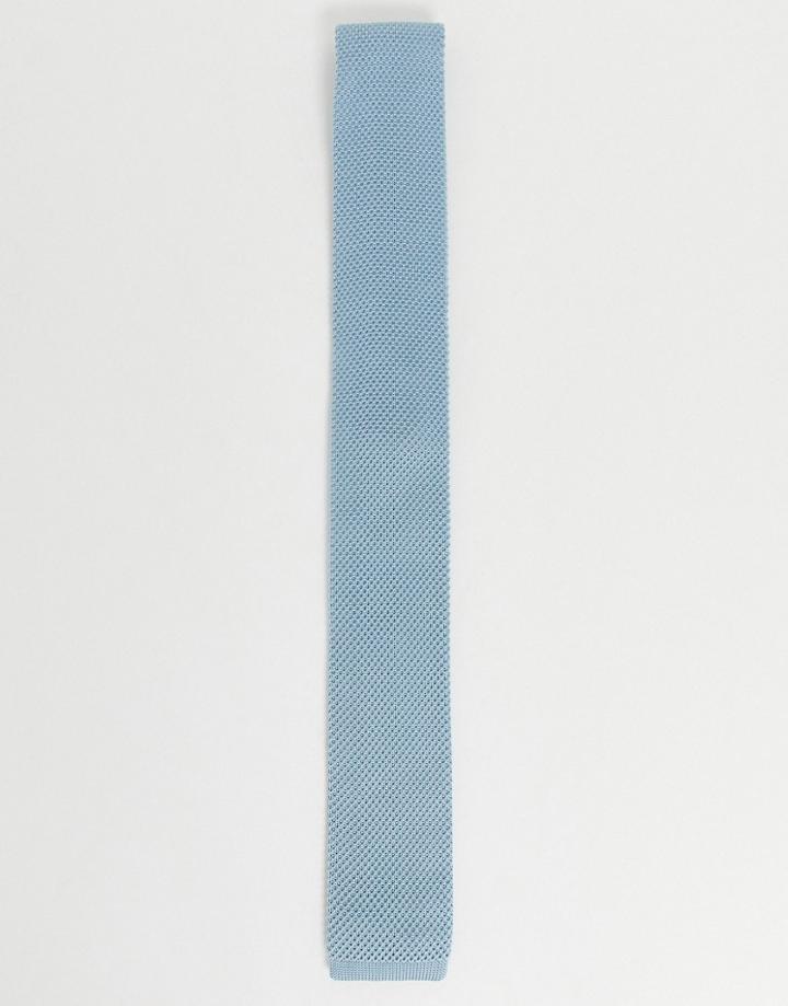Twisted Tailor Knitted Tie In Light Blue