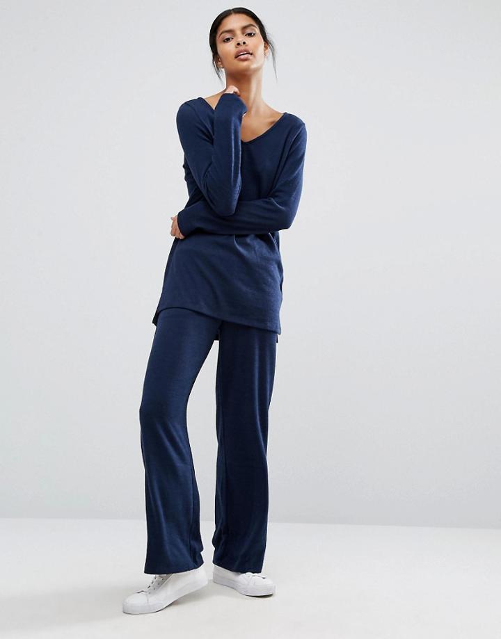 Vila Wide Leg Knit Pants - Navy