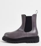 Truffle Collection Wide Fit Chunky Minimal Chelsea Boots In Gray Faux Leather-brown