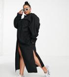 Asos Design Curve Casual Linen Maxi Shirt Dress In Black