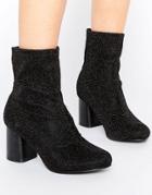 Truffle Stretch Glitter Ankle Boot - Black