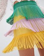 Asos Design Tiered Mini Skirt In Multi Colored Embellishment - Multi