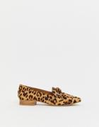 Asos Design Mile Flat Shoes In Leopard Print - Multi