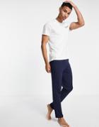 Jack & Jones T-shirt And Pants Lounge Set In White And Navy-multi