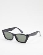 Asos Design Slim Cat Eye Sunglasses In Shiny Black
