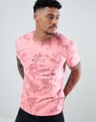 Boohooman T-shirt With Tie Dye Print In Pink - Pink