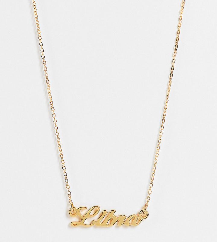 Asos Design 14k Gold Plated Necklace With Libra Pendant
