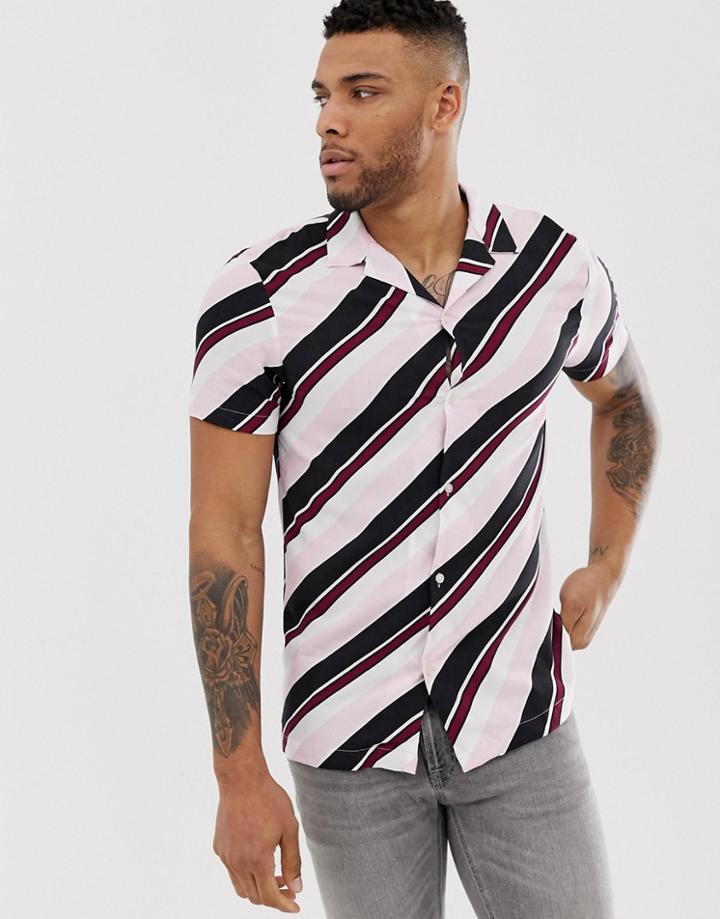 River Island Revere Striped Shirt In Pink - Pink