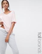 Missguided Tall Marl V Neck T-shirt - Rose