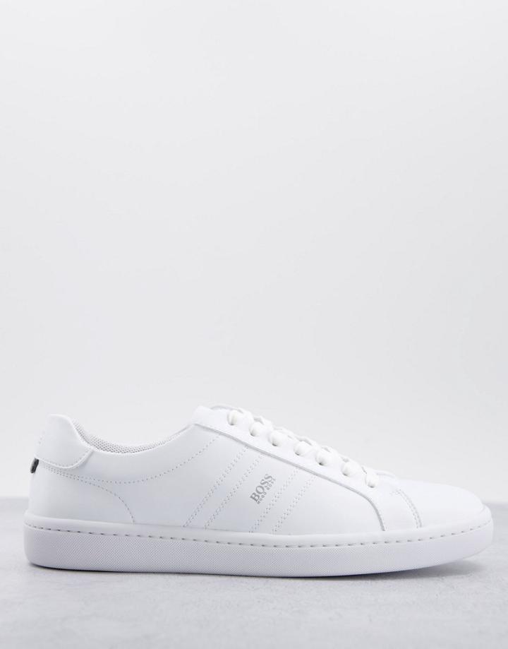 Boss Ribeira Tenn Leather Sneakers In White