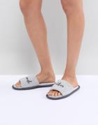 Asos Design Nexon Weekend Vibes Towelling Slippers - Gray