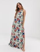 Tavik Maxi Beach Dress In All Over Floral Print - Multi