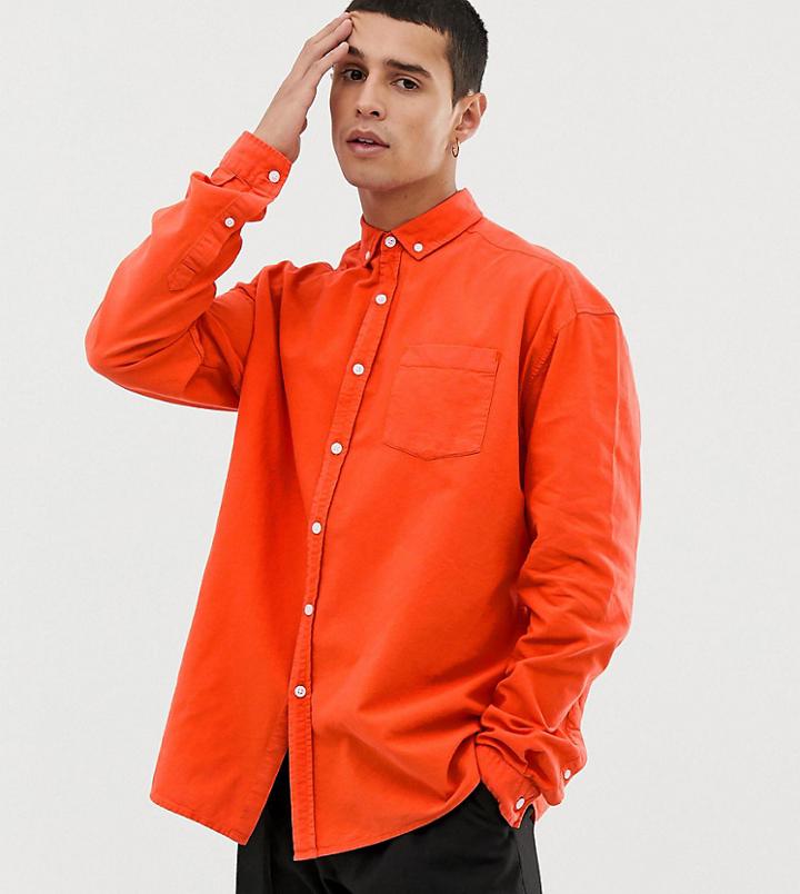 Collusion Oversized Washed Oxford Shirt-orange