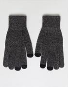 Asos Touchscreen Gloves In Black And Gray Twist - Black